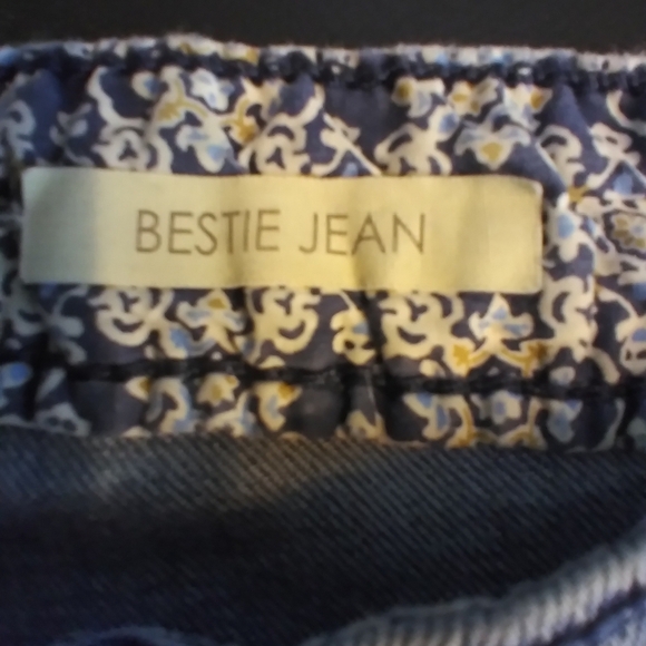 Vintage America Embroidered Blue Jeans with Red Floral Design Bestie Jean Denim - Picture 8 of 10